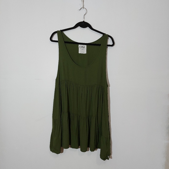 One Teaspoon Synthetic Dinky Teired Tank Dress In Military Green - Picture 10 of 16
